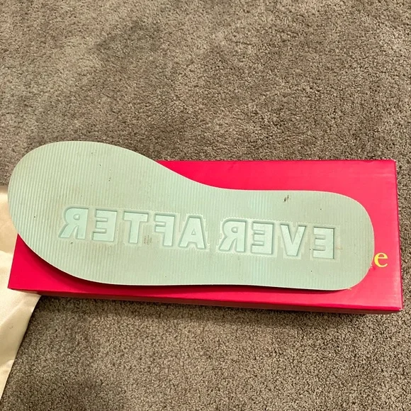 Kate Spade Happily Flip Flops Light Blue Eva Silver Bow Sz 7 - Picture 6 of 11